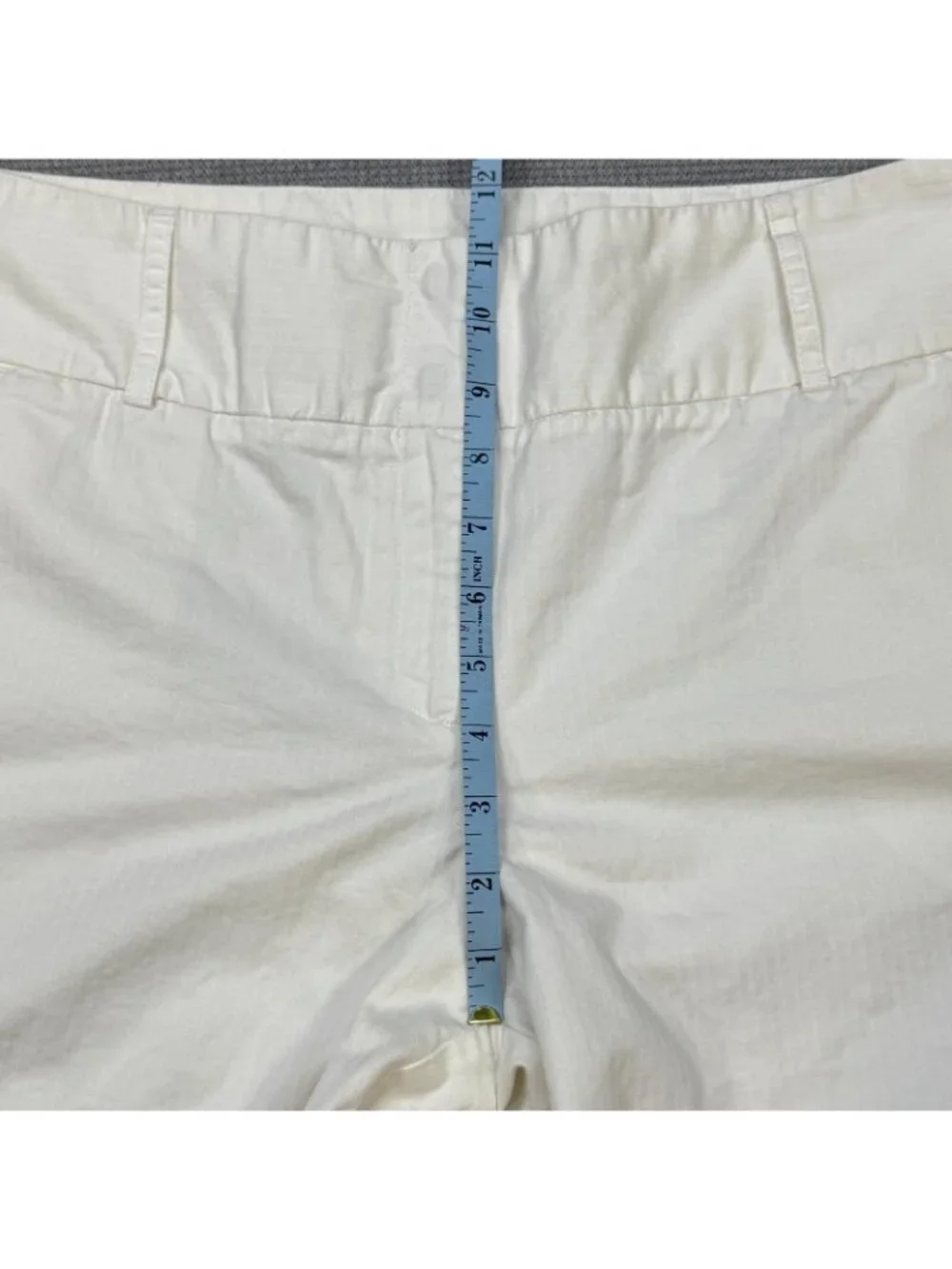 New York Company Capri Pants Womens Size 14 Off-White Slit Cuff High Rise Cotton